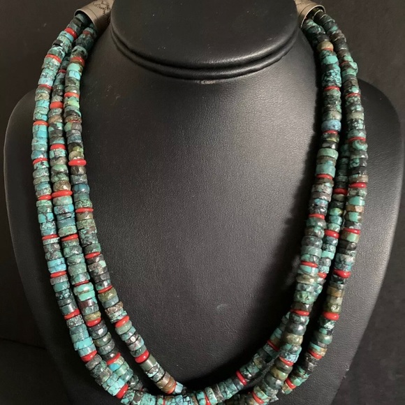 S.S.Multi StrandTurquoise CoralHeishi BeadNecklace